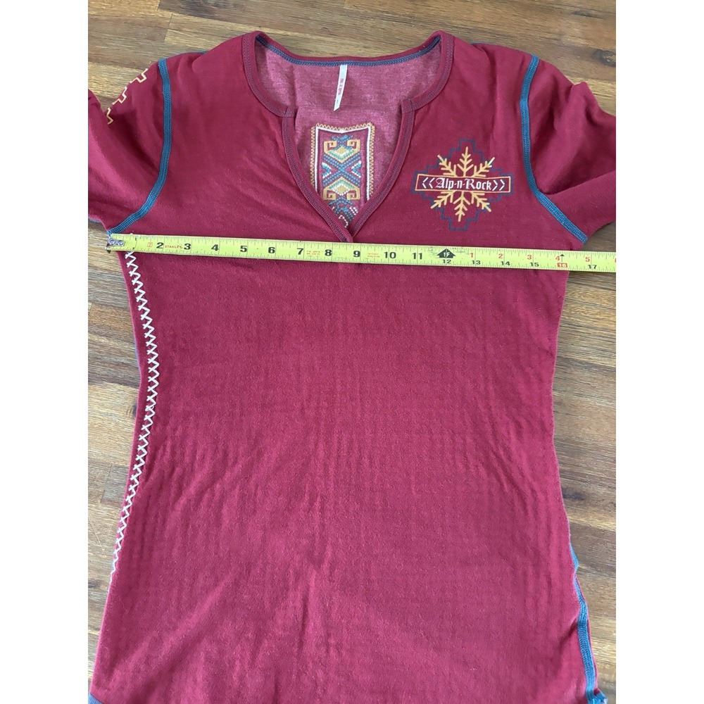 Alp-n-Rock Ladies Madeline Henley Shirt Women's Extra Small Deep Red Embroidered - Picture 8 of 16